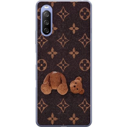 Kompatibel Mobilcover til Sony Sony Xperia 10 III Grafisk monogrammønster med en stiliseret teddybjørn i en kunstnerisk stil