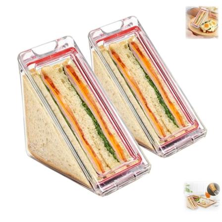 Kolmionmuotoinen voileipärasia, uudelleenkäytettävä muovinen voileipäpussi, pestävä voileipälaatikko, kannettava aamiaisvoileipärasia, lounasviipale 