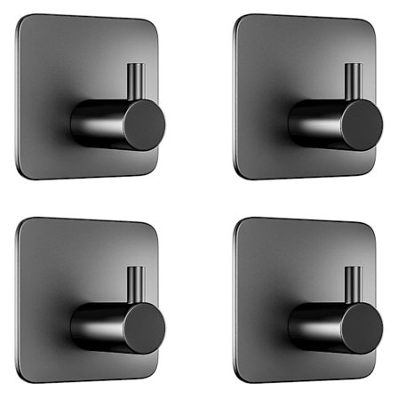 4 kpl kylpyhuoneen seinäliimakoukut - Keittiön pyyhekuivausteline - Liitutaulukoukut ilman porausta - Musta ruostumaton teräs itseliimautuva kouku