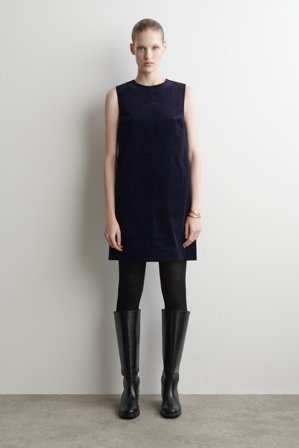 COS Women's Corduroy Mini Shift Dress in Blue