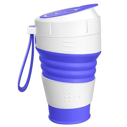 450ml Vikbar Silikon Resemugg med Lock och 1 Sugrör