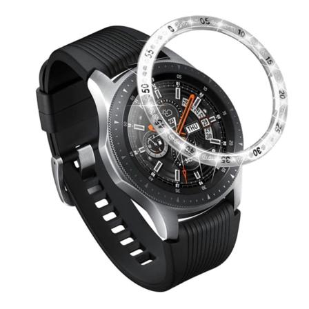 Samsung Galaxy Watch 4 Classic (46mm) ruostumattomasta teräksestä valmistettu strassikoristeinen kehysrengas - Hopea Silver grey