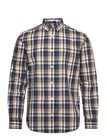 D2. Reg Washed Poplin Check Bd Skjorte Uformell Beige GANT*Betinget Tilbud