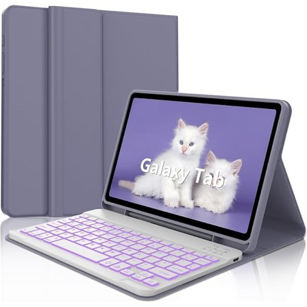 Fodral för Samsung Tab A9 Plus 11 tum Färgglatt Bakgrundsbelyst Bluetooth Tangentbord Pennhållare Läderfodral