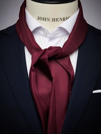 John Henric Men's Burgunderroter Seidenschal, einfarbig Size Onesize