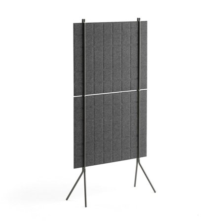 Golvskärm, B 800 x H 1500 mm, grå, svart