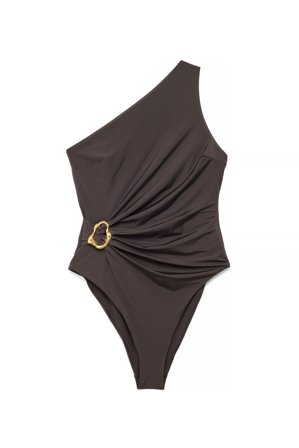 NA-KD - Asymmetrisk badedrakt med spenne - Badedrakter - Brun - XS