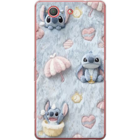 Kompatibelt Mobildeksel til Sony Xperia Z3 Compact Broder mønster med hjerter, paraplyer og pastellfarget myk bakgrunn