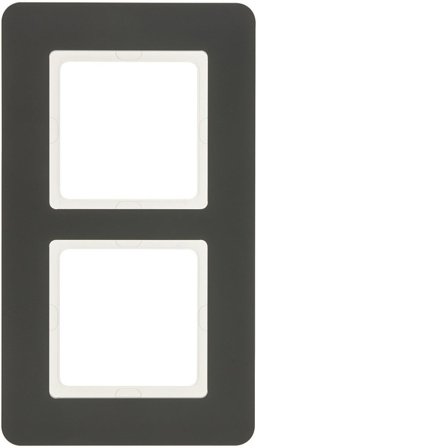 Hager 10126186 Dekkramme 2 rom, Q.7, plast Antrasitt, Strømbrytere & vegguttak