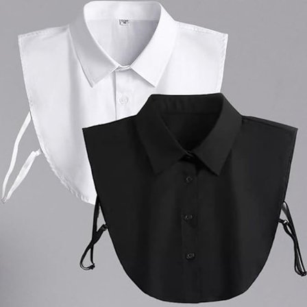 2 st Vassa Kragar Professionella Formella Kläder Falsk Krage Studentuniform Examensklänning Falsk Krage Skjorta En Svart och En Vit