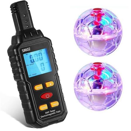 Ghost Equipment Kit, Emf-mätare med 2 rörelsesensorer Light Up CatBalls, Emf-mätare Detector Ghost Equipment (ZYH) Black