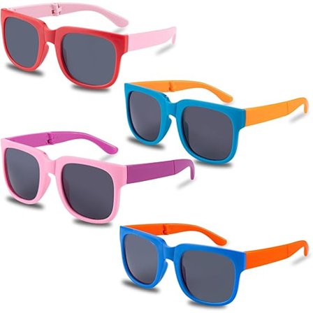 4 kpl Lasten aurinkolasit, tyylikkäät polarisoidut lasten aurinkolasit pojille ja tytöille, värilliset joustavat kehykset, UV-suoja