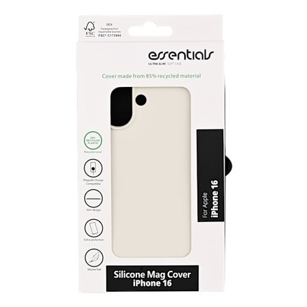 iPhone 16 silikoninen takakansi Mag, kierrätetty, valkoinen