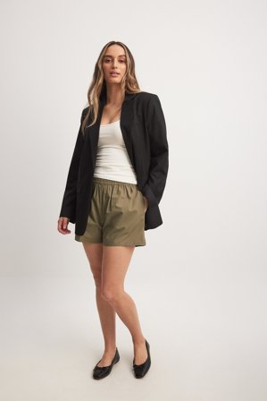 NA-KD Elastic Waist Cotton Shorts - Sommertøj - Grøn - EU 32