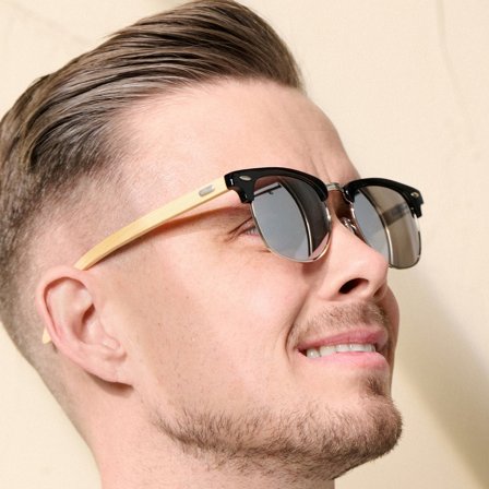 Gafas de Sol Browline de Bambú Negras y Ahumadas para hombres - Gafas de sol de madera
