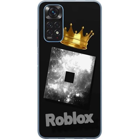 Kompatibelt Mobildeksel til Xiaomi Xiaomi Redmi Note 11S Minimalistisk svart og sølvfarget Roblox-symbol med gylden krone og luksuriøs gamer-estetik