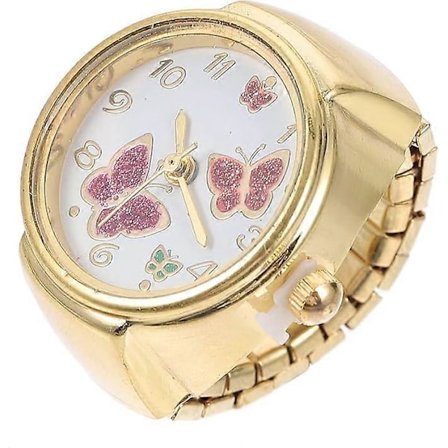 Ring Finger Klocka Mode Ring Klocka Män Finger Ring Klocka Miniatyr Dekoration Räv Ring Justerbara Guldringar Mini Klocka Herr