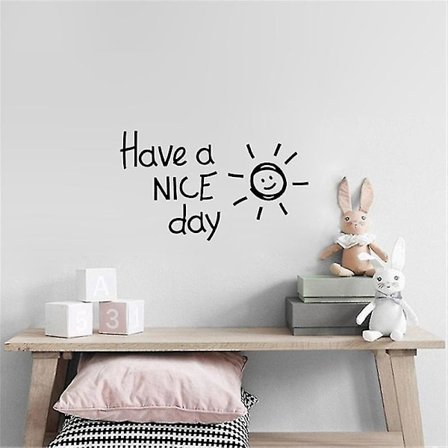 2 kappaletta Have A Nice Day -seinätarroja, englanninkielisiä, pohjoismainen tyyli, ins-yksinkertainen makuuhuoneen sisustustarra, musta