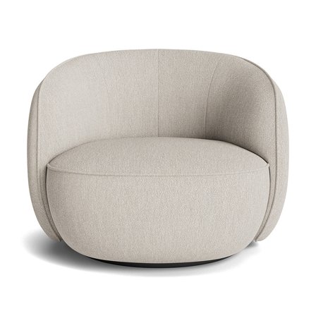 Marseille Sessel, Drehfunktion, Alpine Beige, Nordischer Minimalismus, Ovale Form, Bequemer Drehsessel für Wohnzimmer, Modernes Design, 74cm