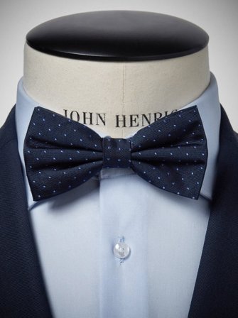 John Henric Men's Blaue & Hellblaue Gepunktete Fliege Size Pre-tied