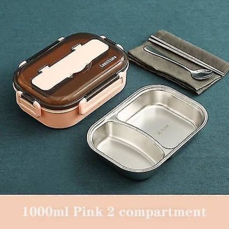 304 Rustfrit Stål Madkasse Lækagesikker Bento Rosa