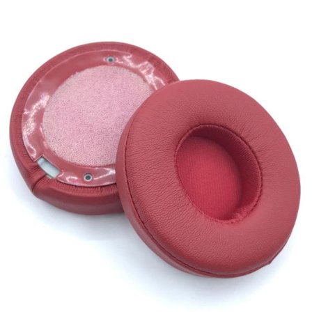 1 par Beats Solo3 / Solo2 Bluetooth hörlurar öronkuddar i veganläder öronkåpor - Mörkröd