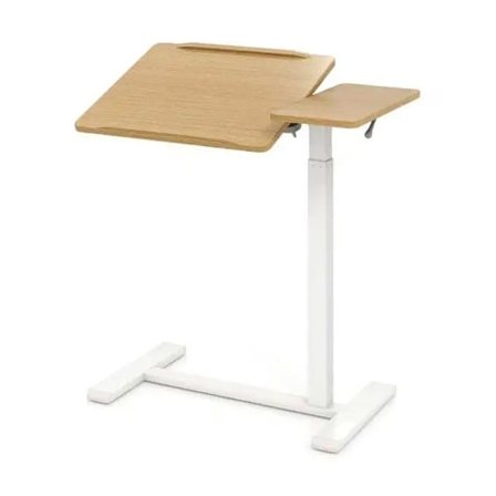 Korkeussäädettävä kannettavan pöytä – valkoinen/puu
