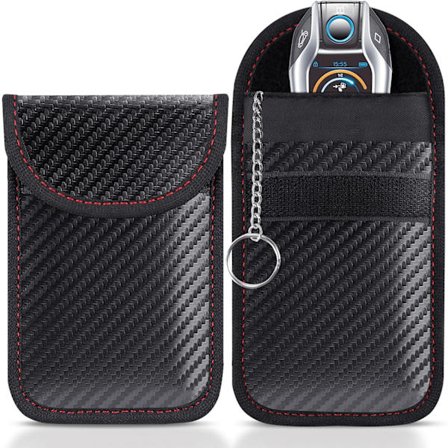 2 stk. Pose til bilnøgler, Bilnøgle Signal Blokerende Pose, Nøglefri Adgang Bilnøgle Etui, Blokerende Taske til Bils Sikkerhed, Tyverisikret 