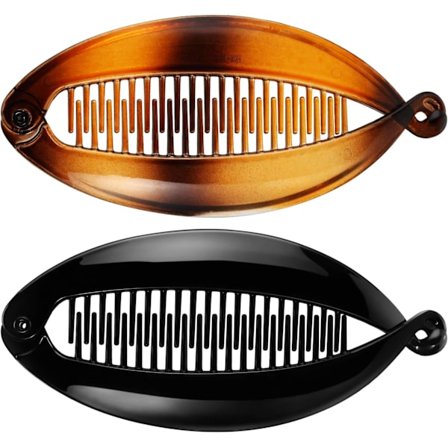 *4 stk bananaclips brede fiskekjemmer skilpaddeskjellfarget kam langt hår*