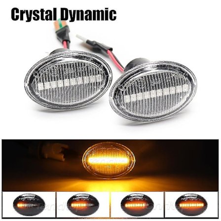 Rav Amber LED Dynamisk Blinklys til Fiat 500 500c 500l Blinkende Sidemarkørlys til Abarth 500 595 695 Alfa 4c Lancia(Dynamisk Krystal)