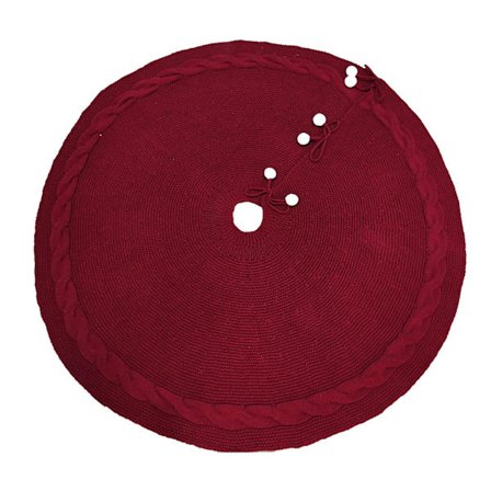 Julgransskjort i ren färg, stickad, röd/tjockare spets, festdekoration, julgransmatta (röd)