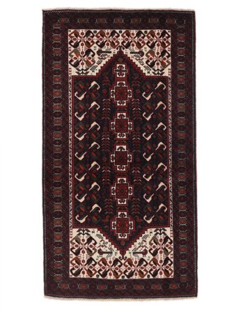 Tapis Baloutche 100X184 Noir/Rouge Foncé (Laine, Perse)