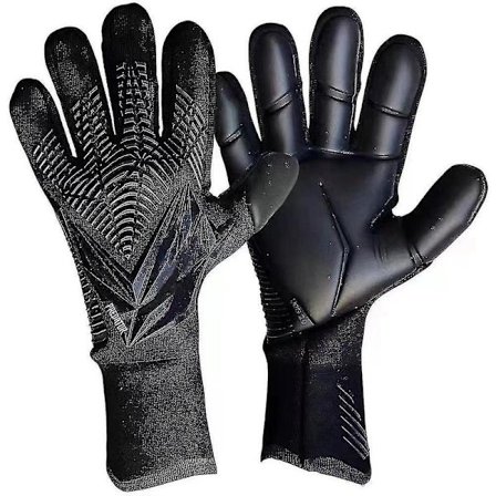 Målmandshandsker til børn og voksne, skridsikre latex fodboldmålmandshandsker_Supergave Sort