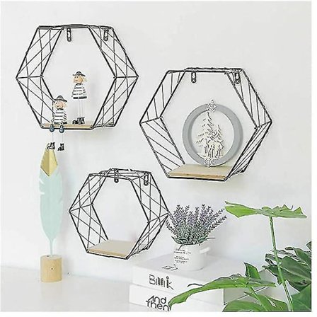 Flytende Hyller Veggmontert Sekskantet Geometrisk Jern