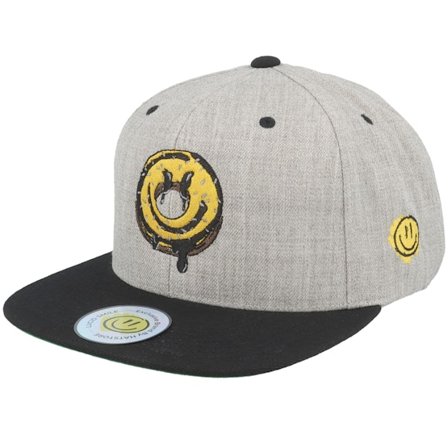 Lucid Smile - Grijs snapback Cap - Doughnut Smile Heather Grey/Black Snapback @ Hatstore