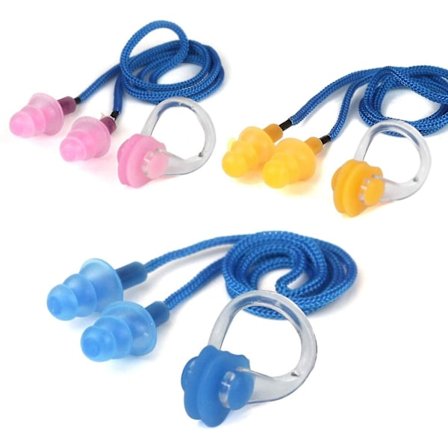 3-pakkauksen silikoninen uintiklipsi ja korvatulpat nenän onteloille