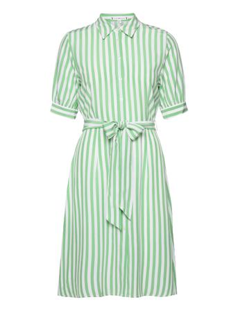 Viscose Knee Shirt Dress 1/2 Slv Knelang Kjole Grønn Tommy Hilfiger