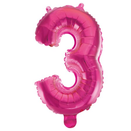 Folieballong siffra 0-9 rosa 41 cm Siffra 3 - Partyninja.se