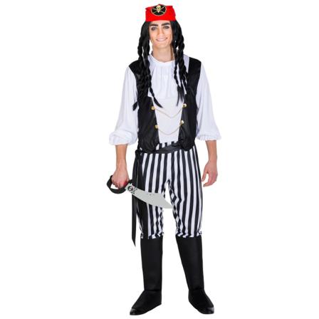 Tectake Maskeraddräkt För Herr Råbarkad Piratkapten Black M