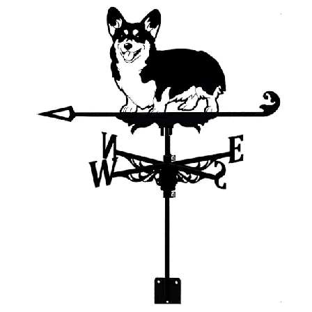 Vindfløj Corgi, Støbejerns Vindfløj med Rustbeskyttende Belægning, Vindretningsindikator til Havedekoration