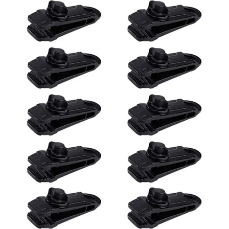 10 kpl mustat telttailat, vahvat pressu- ja markiisiklipsit, tuulenpitävät