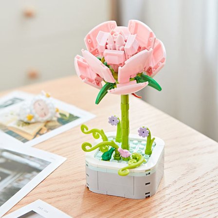 Byggkloss Blomsterbukett Kit - Konserverade Rosor för Alla Hjärtans Dag