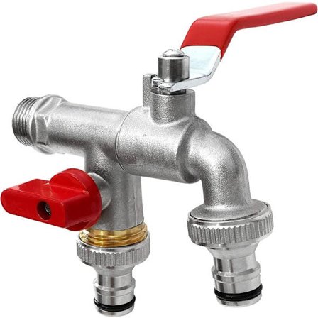 1/2'' tum (15/21) Premium Dubbel Mässingsvattenkran, Rost- och Frostbeständig + 2X Gratis Slanganslutningar + E-bok för Trädgård, Tvättmaskin, Regn