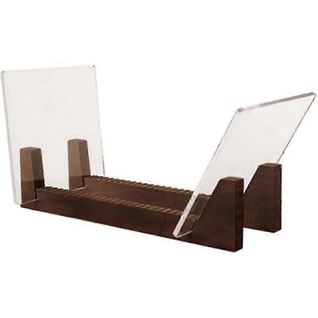 Vinylplade Opbevaringsholder Kapacitet Akryl Ender Display Stand Træ LP Vinyl Album Desktop brun træfarve
