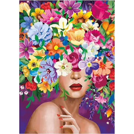 30x40cm, Flower Lady 5d diamantmalt rhinestone broderi lerret