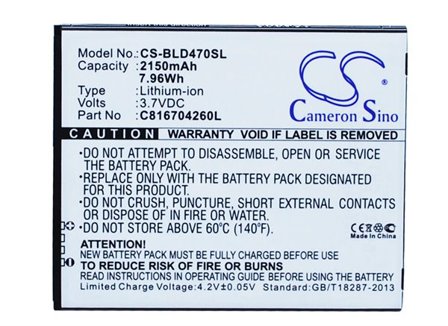 Batteri for smarttelefon, mobil for BLU Dash 5.5, D470, D470U osv.