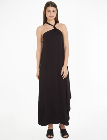 Calvin Klein High Shine Knot Ankle Dress - Black - 38