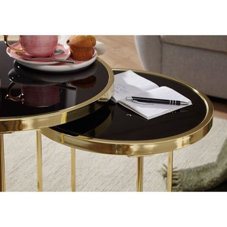 Rootz Design Nestingbord Svart - Guld sidobord metall - glas - S