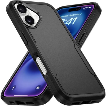 Designat för iPhone 16 Skal Svart, Kraftigt Skydd Stötsäkert Anti-Repskydd Mobilskal för iPhone 16 6,1 tum