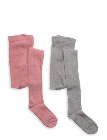 Minymo Stockings Pointelle (2-Pack) - Grey - 116/122